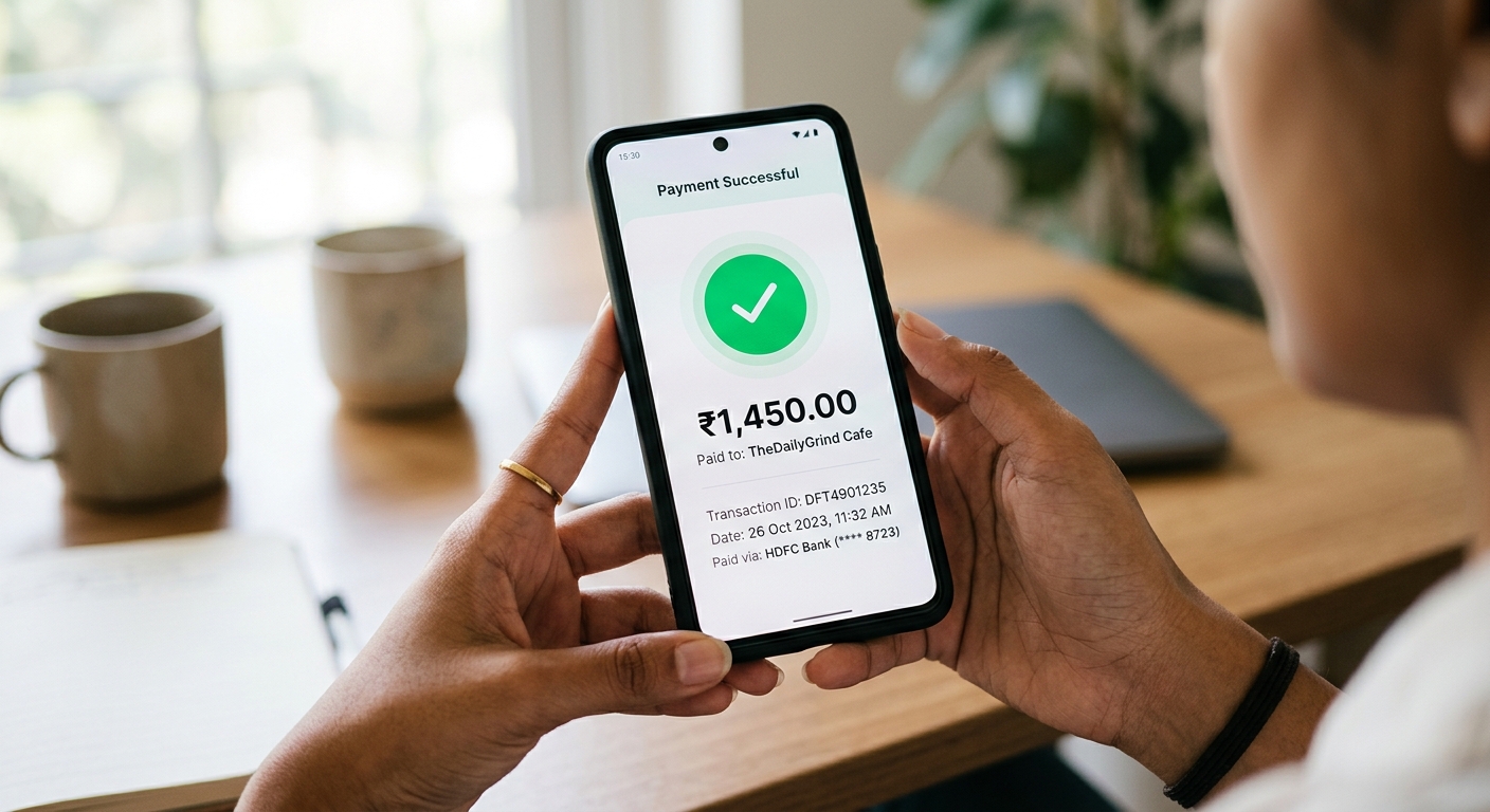 Person paying a challan on smartphone